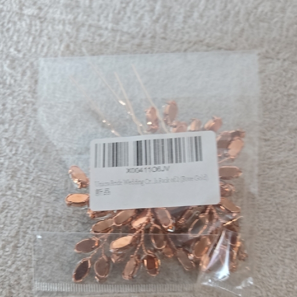 Elegant Rose Gold Crystal Bridal Hair Pins 3 for $20 - Picture 3 of 3